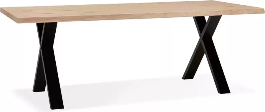 Alterego Design Alterego Eettafel 'BENEFIK' van eikenhout met zwarte poten 200x100 cm