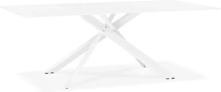 Alterego Design Alterego Eettafel 'BIRDY' in wit glas met x-vormige centrale voet 200 x 100 cm