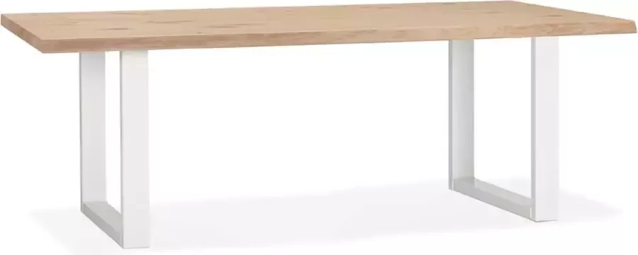 Alterego Design Alterego Eettafel in de stijl van een boomstronk 'BOTANIK' in massieve eik en wit metaal 200x100 cm