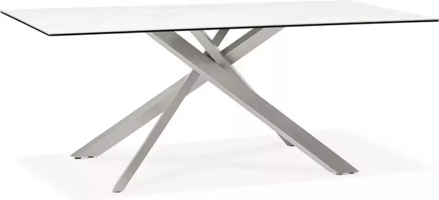 Alterego Design Alterego Eettafel 'MARKINA' in witte keramiek met metalen onderstel 180 x 90 cm