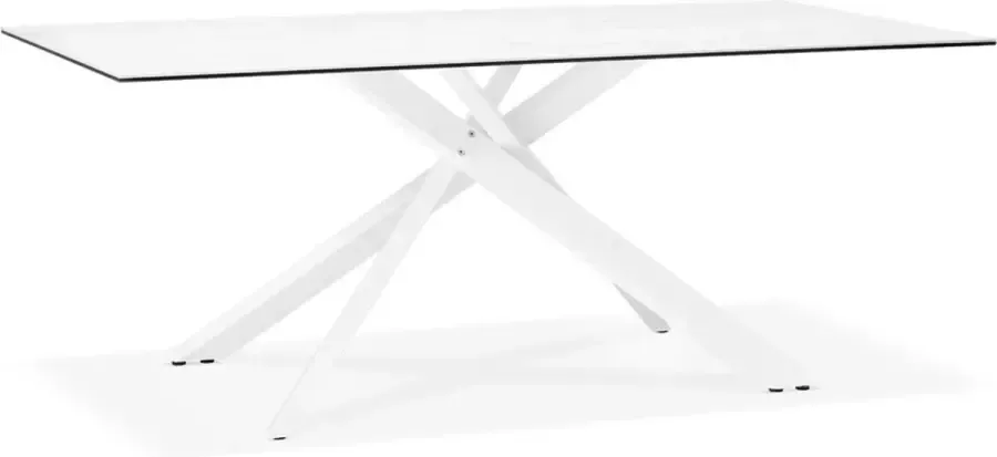 Alterego Design Alterego Eettafel 'MARKINA' in witte keramiek met witte x-vormige centrale voet 180 x 90 cm