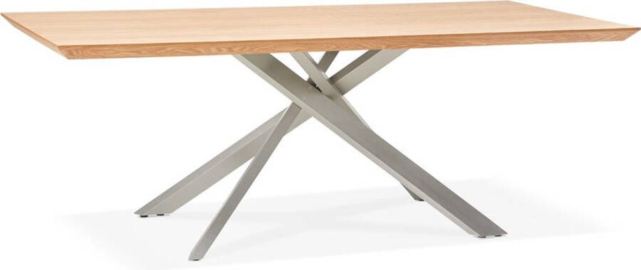Alterego Design Alterego Eettafel 'WALABY' in hout met natuurlijke afwerking en met centrale metalen voet 200 x 100 cm