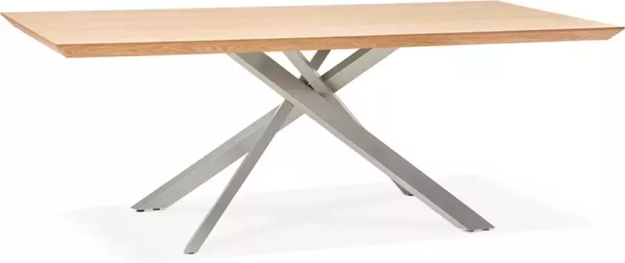 Alterego Design Alterego Eettafel 'WALABY' in hout met natuurlijke afwerking en met centrale metalen voet 200 x 100 cm