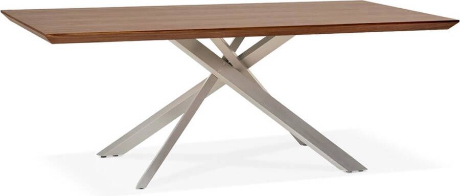 Alterego Design Alterego Eettafel 'WALABY' in hout met notelaarafwerking en met centrale metalen voet 200 x 100 cm