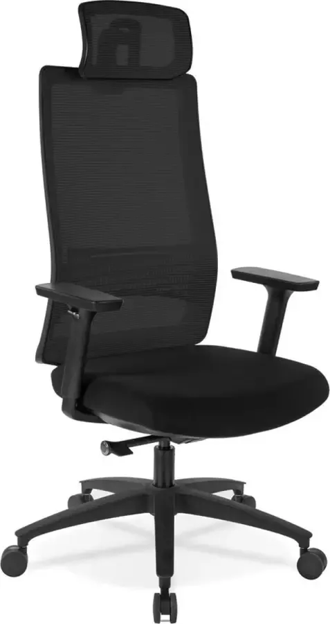 Alterego Design Alterego Ergonomische bureaustoel 'OXFORD' van zwarte stof