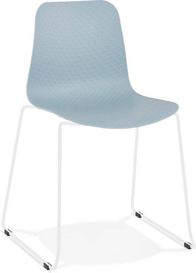 Alterego Design Alterego EXPO' moderne blauwe stoel met witte metalen poten