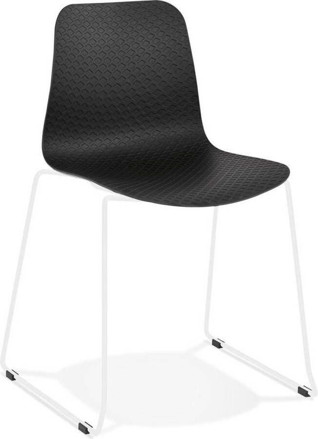 Alterego Design Alterego EXPO' moderne zwarte stoel met witmetalen poten