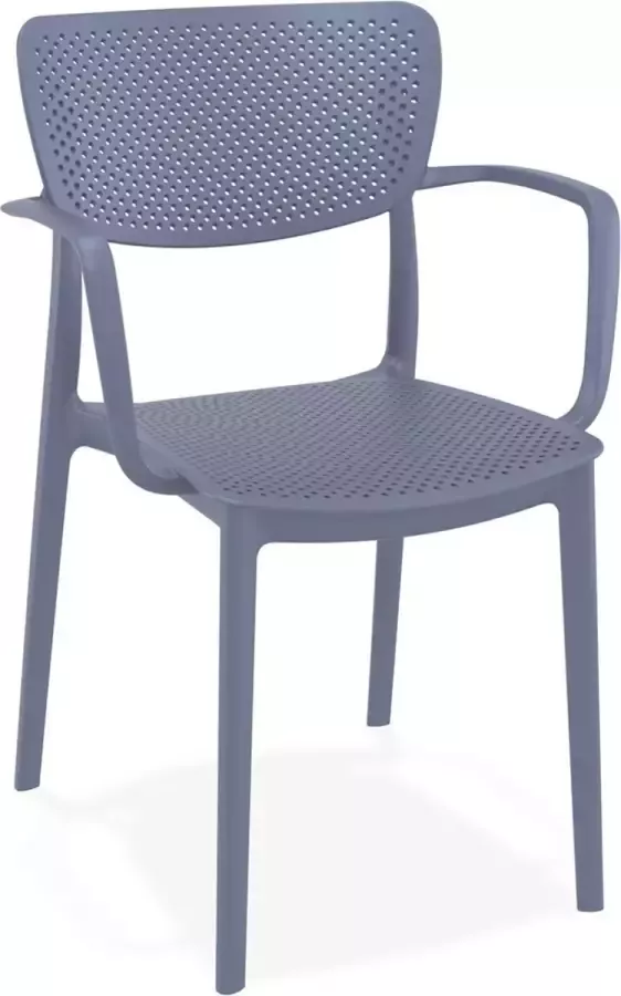 Alterego Design Alterego Geperforeerde stoel met armleuningen 'TORINA' van donkergrijze kunststof