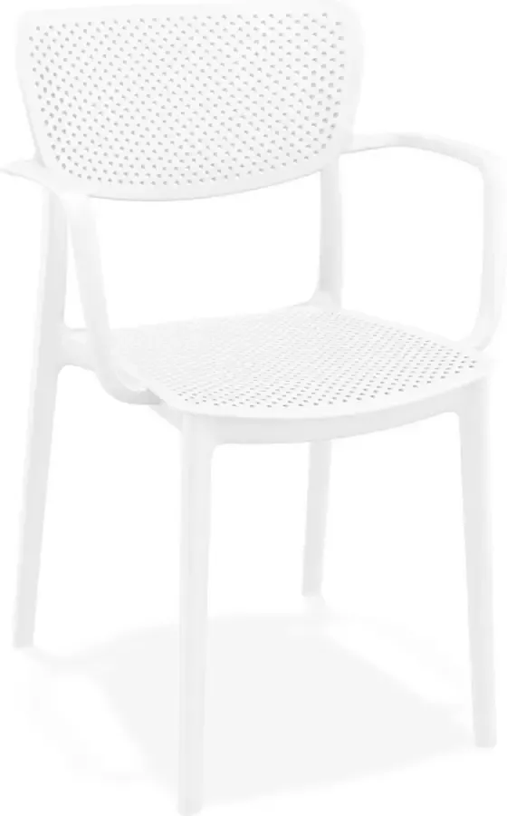 Alterego Design Alterego Geperforeerde stoel met armleuningen 'TORINA' van witte kunststof