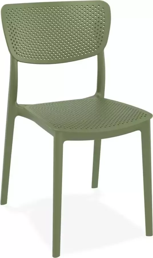Alterego Design Alterego Geperforeerde terrasstoel 'PALMA' van groene kunststof