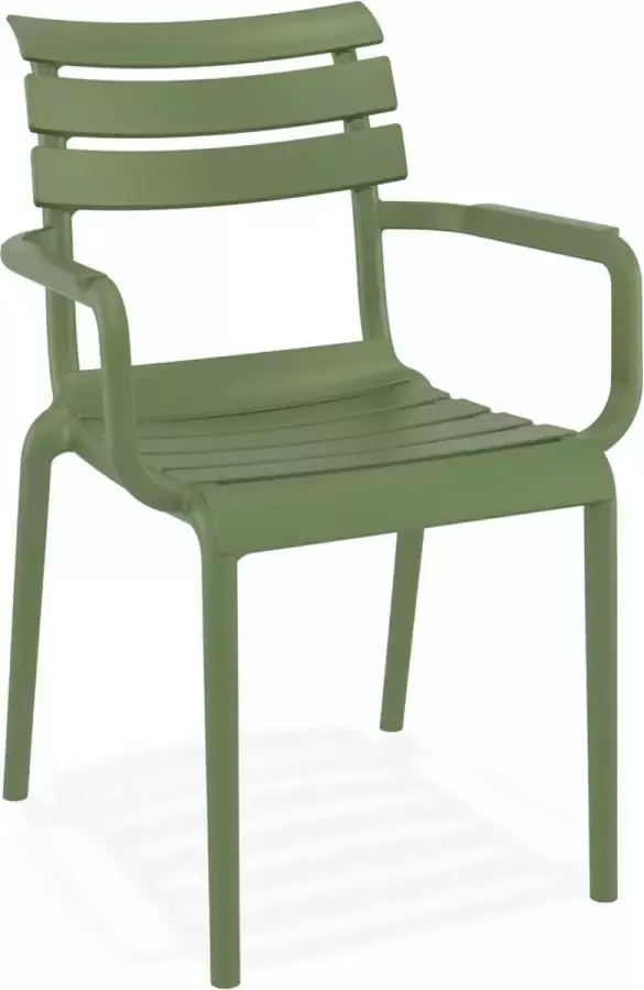 Alterego Design Alterego Groene tuinstoel 'FLORA' met armleuningen van kunststof