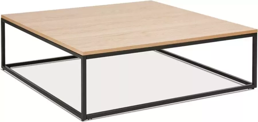 Alterego Design Alterego Grote industriële salontafel 'TRIBECA' van natuurlijk afgewerkt hout en zwart metaal