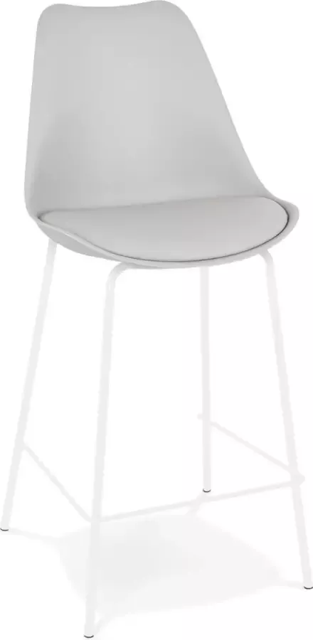 Alterego Design Alterego Halfhoge grijze kruk 'LEMON MINI' met witte metalen poten