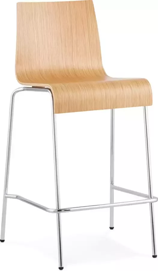 Alterego Design Alterego Halfhoge kruk 'KWATRO MINI' met afwerking uit naturel hout stapelbaar
