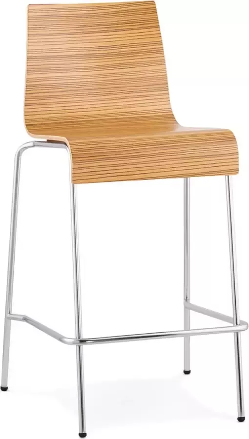 Alterego Design Alterego Halfhoge kruk 'KWATRO MINI' met afwerking uit zebranohout stapelbaar