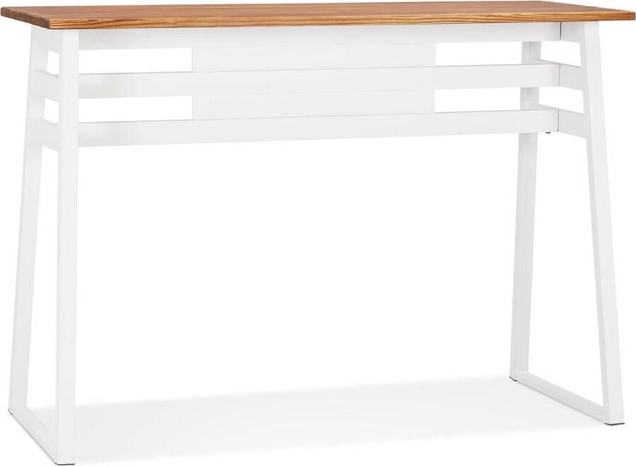 Alterego Design Alterego Hoge bartafel 'NIKI' van donker massief hout met witte metalen poot 150x60 cm