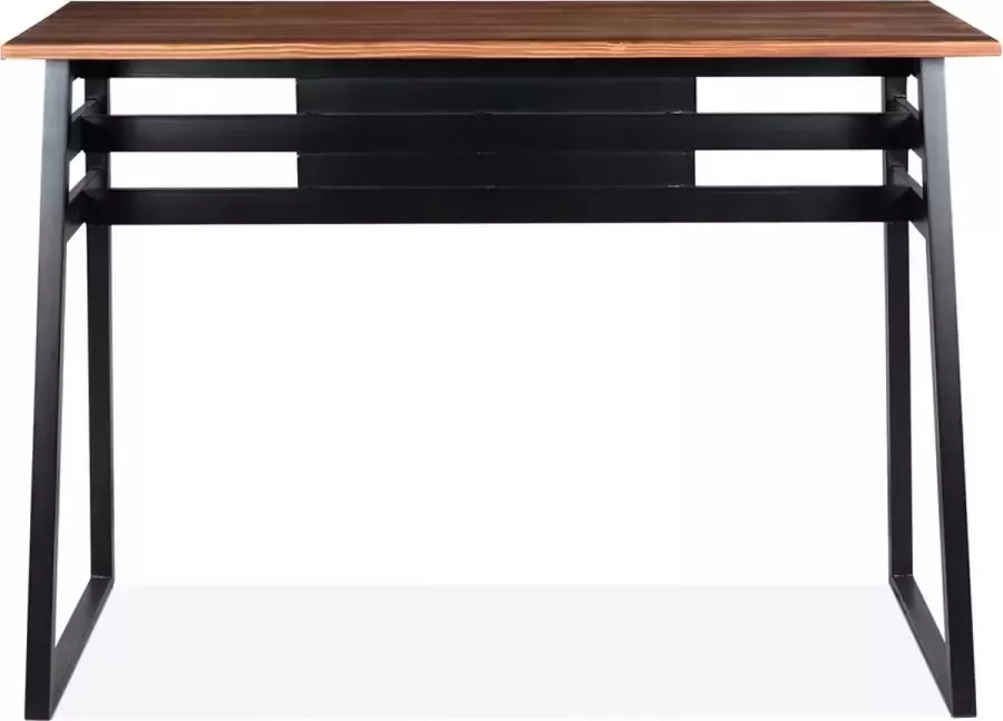 Alterego Design Alterego Hoge bartafel 'NIKI' van donker massief hout met zwarte metalen poot 150x60 cm