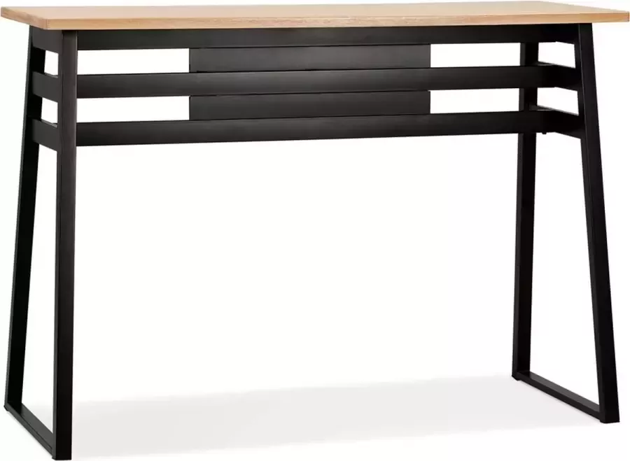 Alterego Design Alterego Hoge bartafel 'NIKI' van natuurlijk afgewerkt hout met zwarte metalen poot 150x60 cm