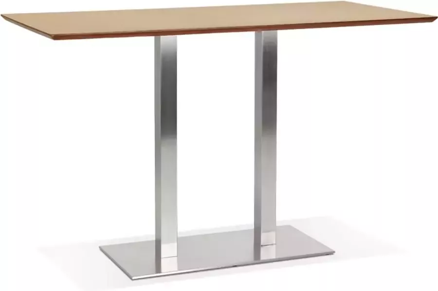 Alterego Design Alterego Hoge design tafel 'MAMBO BAR' van natuurlijk afgewerkt hout met geborsteld metalen poot 150x70 cm