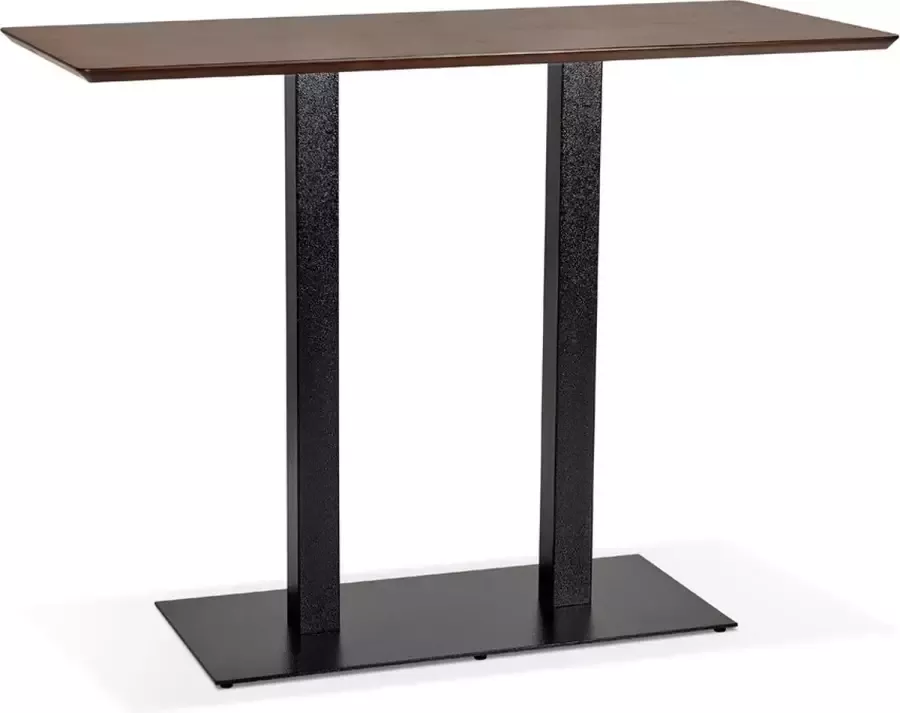 Alterego Design Alterego Hoge design tafel 'ZUMBA BAR' met notenhouten afwerking en zwarte metalen poot 150x70 cm