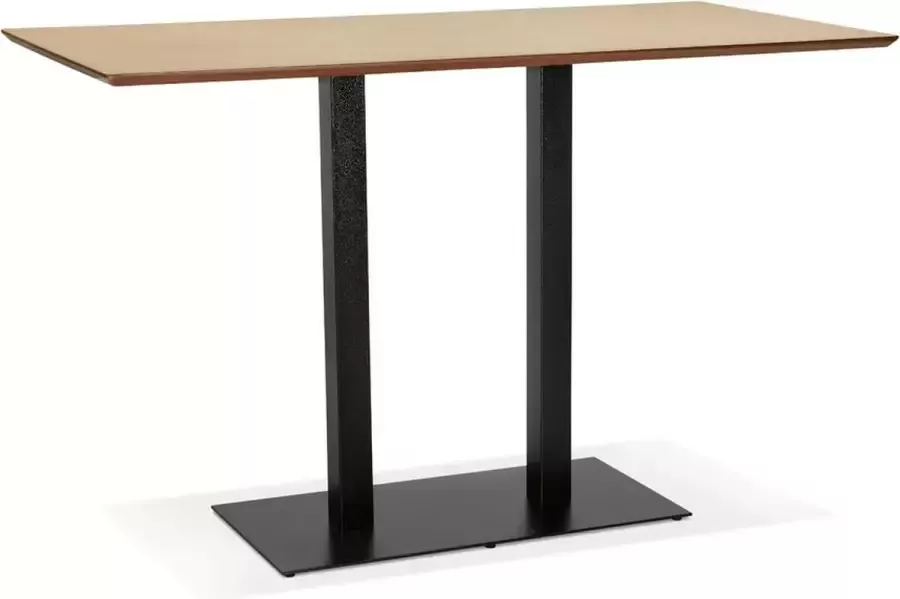 Alterego Design Alterego Hoge design tafel 'ZUMBA BAR' van natuurlijk afgewerkt hout met zwarte metalen poot 150x70 cm