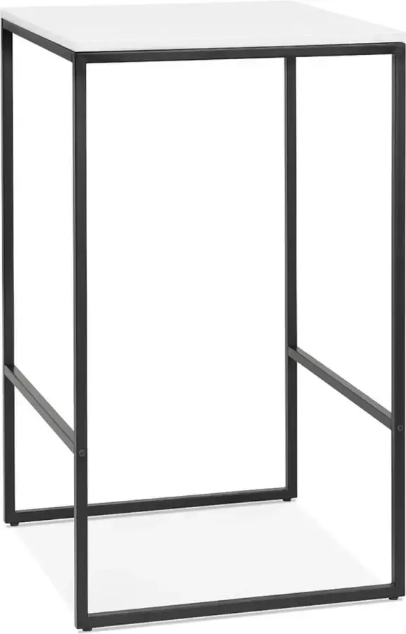 Alterego Design Alterego Hoge industriële 'ORTOS' tafel met wit blad en zwarte structuur
