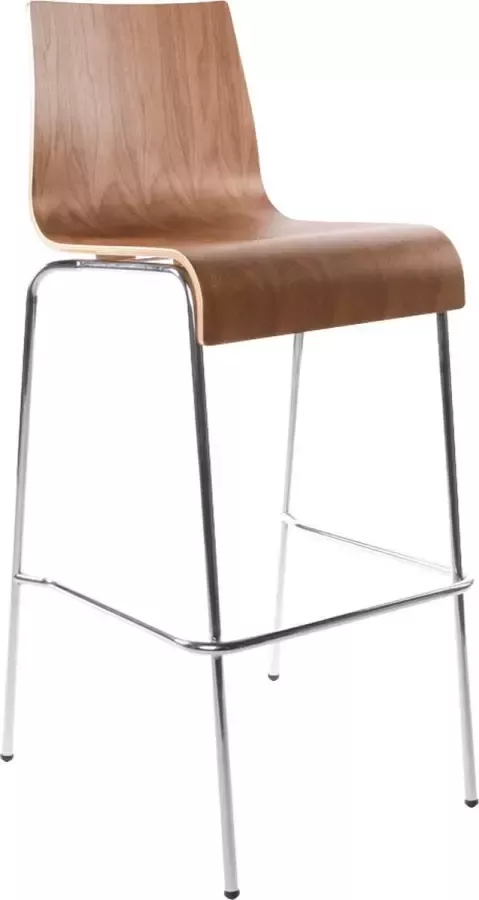 Alterego Design Alterego Hoge kruk 'KWATRO' uit notenboomhout op 4 poten stapelbaar