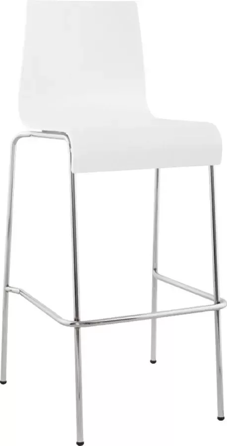 Alterego Design Alterego Hoge kruk 'KWATRO' uit wit geverfd hout op 4 poten stapelbaar