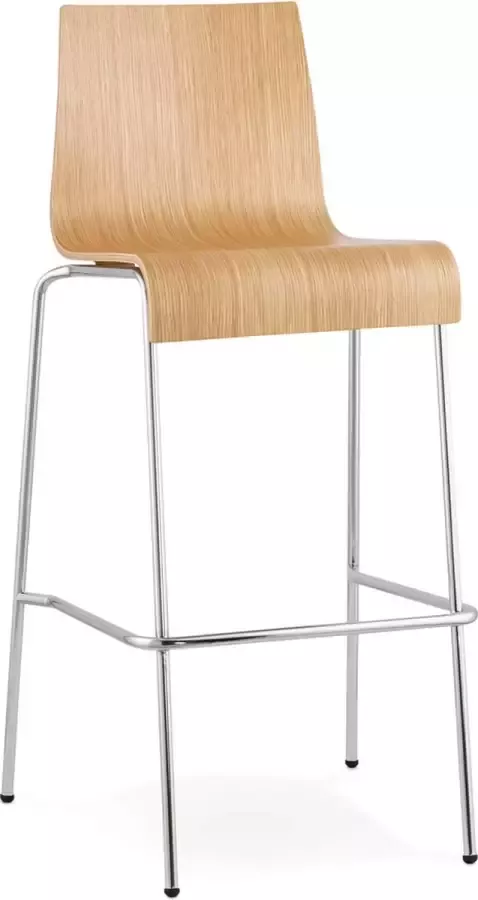 Alterego Design Alterego Hoge kruk op 4 poten 'KWATRO' met afwerking uit naturel hout stapelbaar