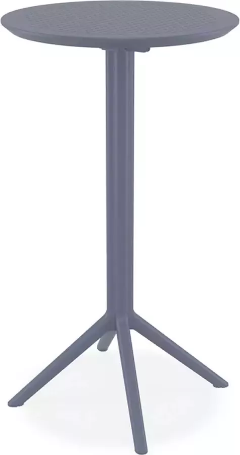 Alterego Design Alterego Hoge opvouwbare tafel 'GIMLI BAR' van donkergrijze kunststof voor binnen buiten Ø 60 cm