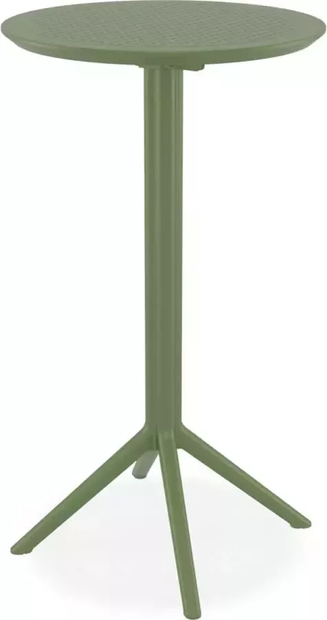 Alterego Design Alterego Hoge opvouwbare tafel 'GIMLI BAR' van groene kunststof voor binnen buiten Ø 60 cm