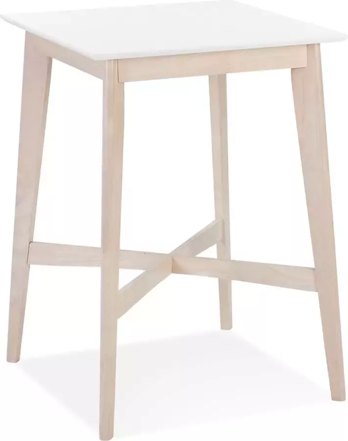 Alterego Design Alterego Hoge tafel 'GALLINA' van wit en natuurlijk afgewerkt hout