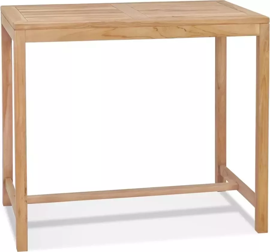 Alterego Design Alterego Hoge tafel 'MOUSTIK BAR' van natuurlijk teakhout voor binnen buiten 120x70 cm