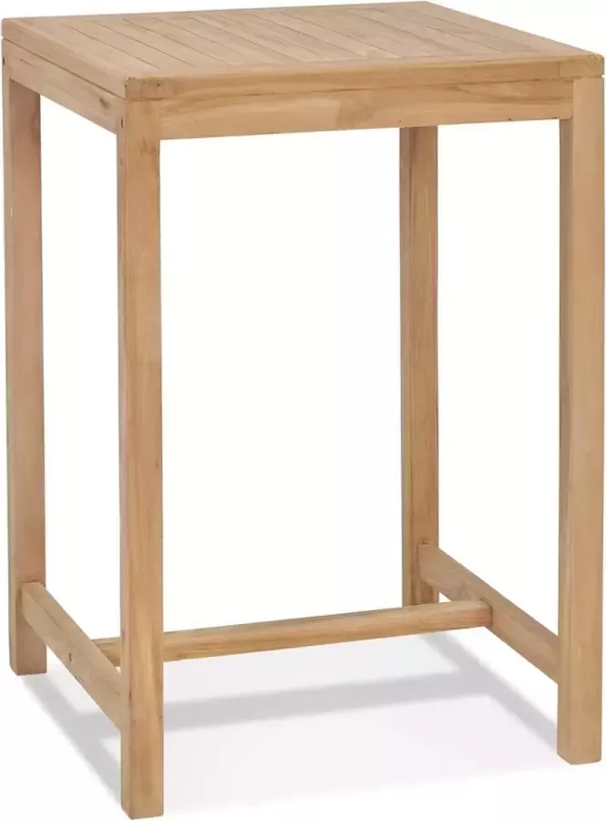 Alterego Design Alterego Hoge tafel 'MOUSTIK BAR' van natuurlijk teakhout voor binnen buiten 70x70 cm