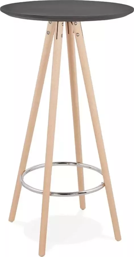Alterego Design Alterego Hoge tafel Ronde statafel 'GALA' in zwart hout en onderstel in natuurlijke afwerking