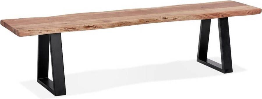 Alterego Design Alterego Industriële bank 'RAFA BENCH' van massief hout en metaal 180 cm