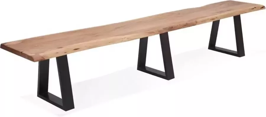 Alterego Design Alterego Industriële bank 'RAFA BENCH' van massief hout en metaal 240 cm