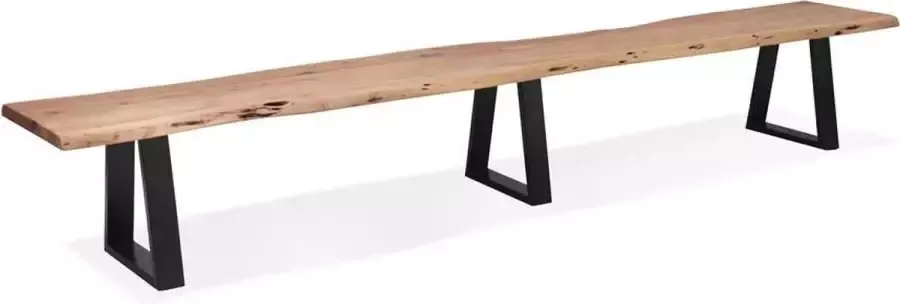 Alterego Design Alterego Industriële bank 'RAFA BENCH' van massief hout en metaal 300 cm