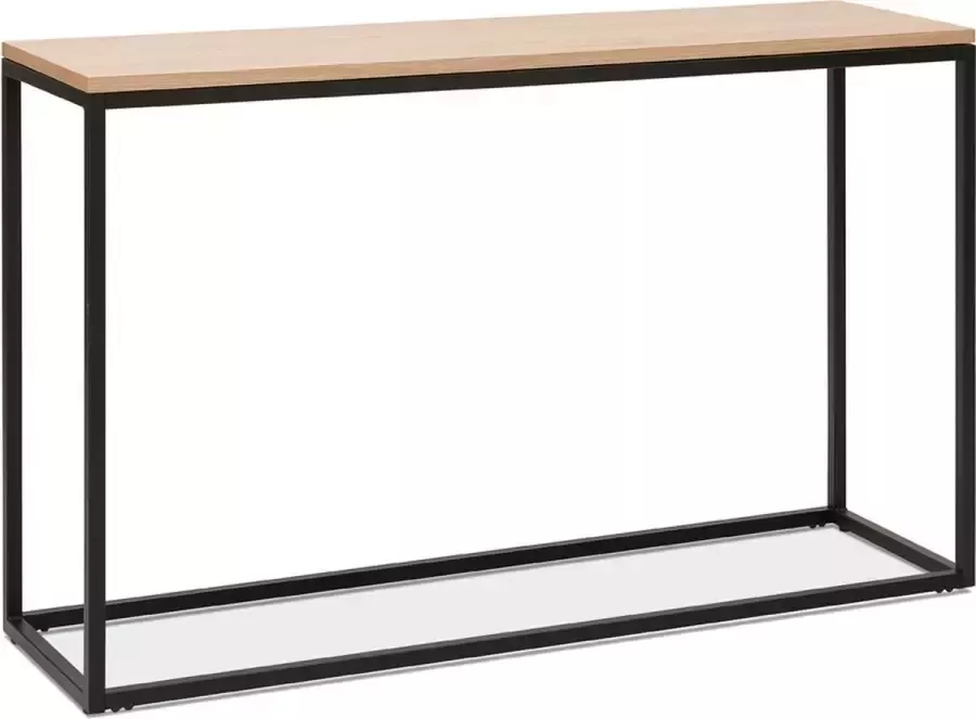 Alterego Design Alterego Industriële consoletafel 'RIVER' van natuurlijk afgewerkt hout en zwart metaal