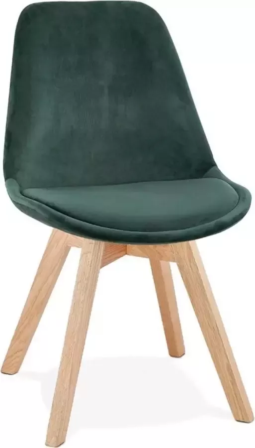 Alterego Design Alterego JOE' stoel in groen fuweel met een structuur in natuurijk hout