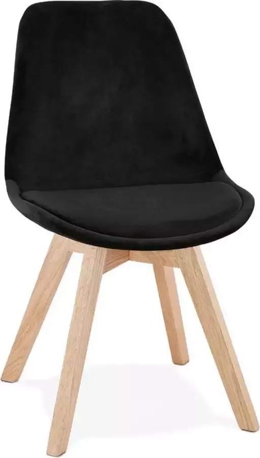 Alterego Design Alterego JOE' stoel in zwart fuweel met een structuur in natuurijk hout