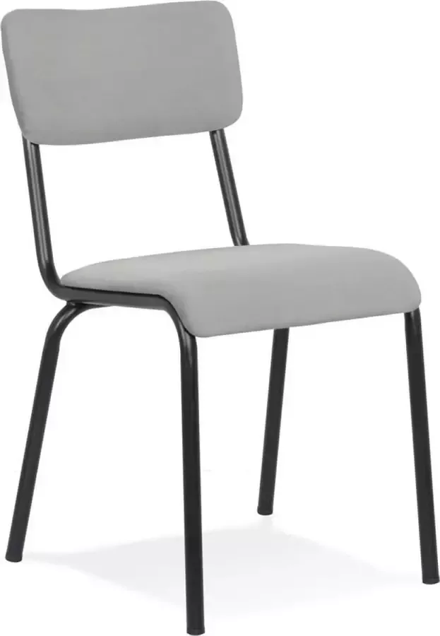 Alterego Design Alterego Klassieke en stapelbare keukenstoel 'CLUSAZ' van grijs velours