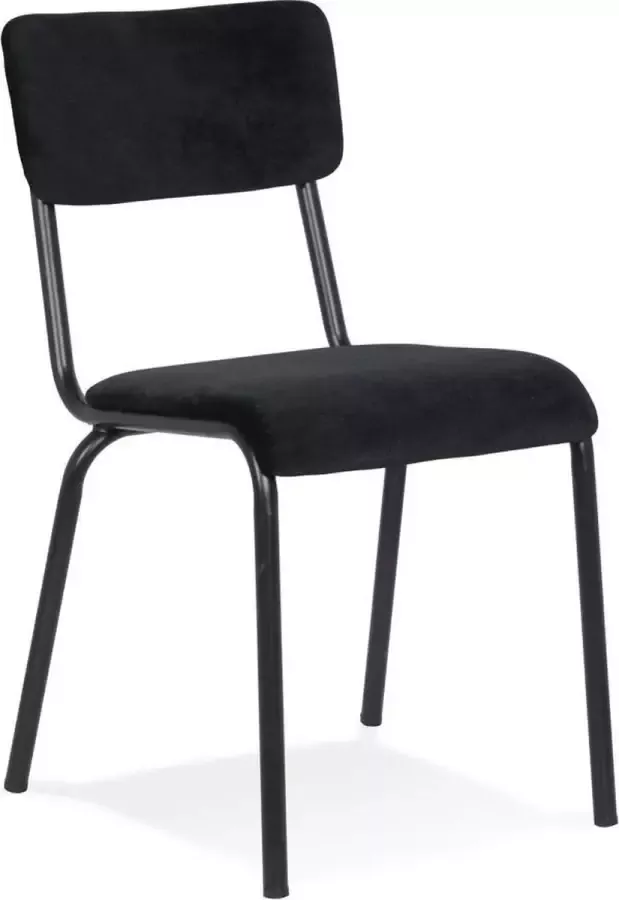 Alterego Design Alterego Klassieke en stapelbare keukenstoel 'CLUSAZ' van zwart velours