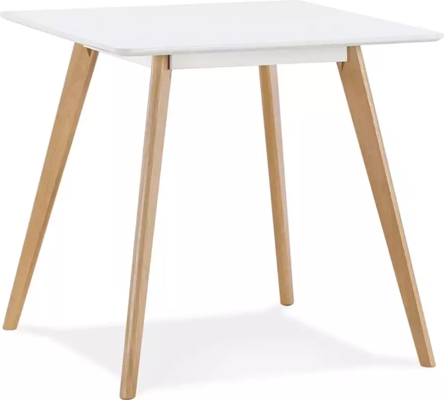 Alterego Design Alterego Kleine houten eettafel 'GENIUS' met witte afwerking 80x80 cm - Foto 1