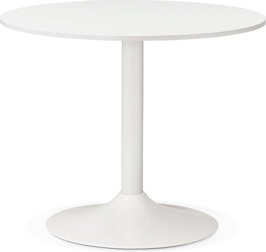 Alterego Design Alterego Kleine ronde witte bureau- eettafel 'ORLANDO' Ø 90 cm