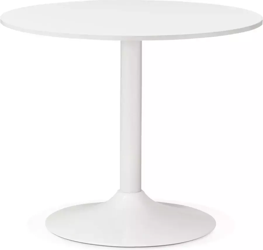 Alterego Design Alterego Kleine ronde witte bureau- eettafel 'ORLANDO' Ø 90 cm