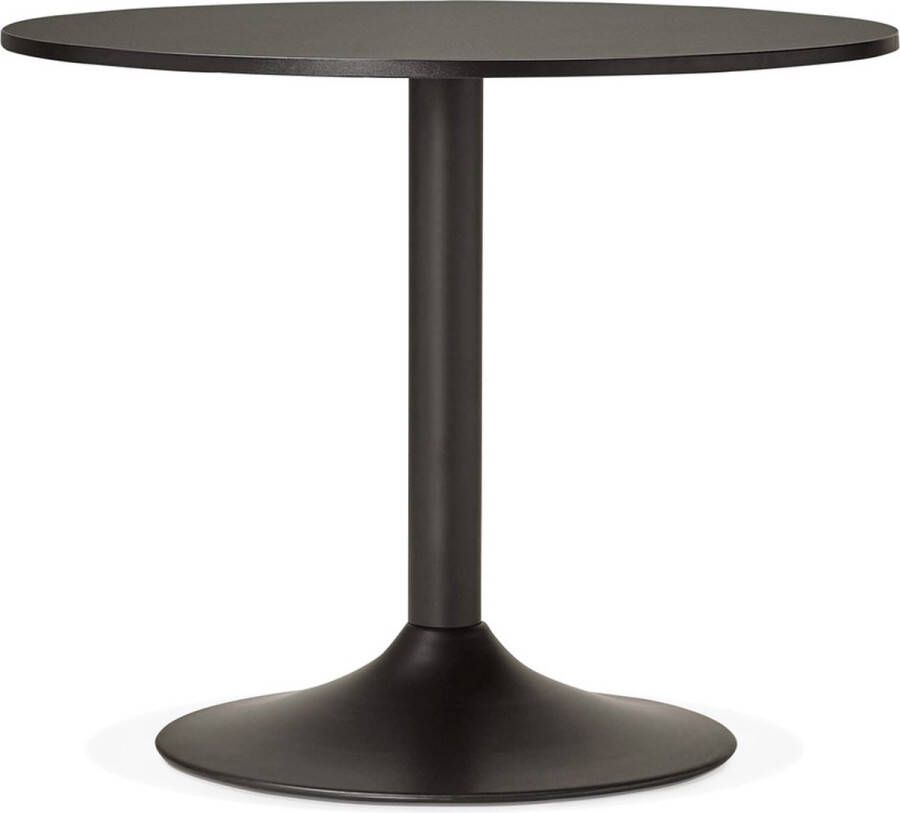 Alterego Design Alterego Kleine ronde zwarte bureau- eettafel 'ATLANTA' Ø 90 cm