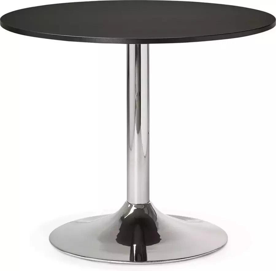 Alterego Design Alterego Kleine ronde zwarte bureau- eettafel 'SAOPOLO' Ø 90 cm
