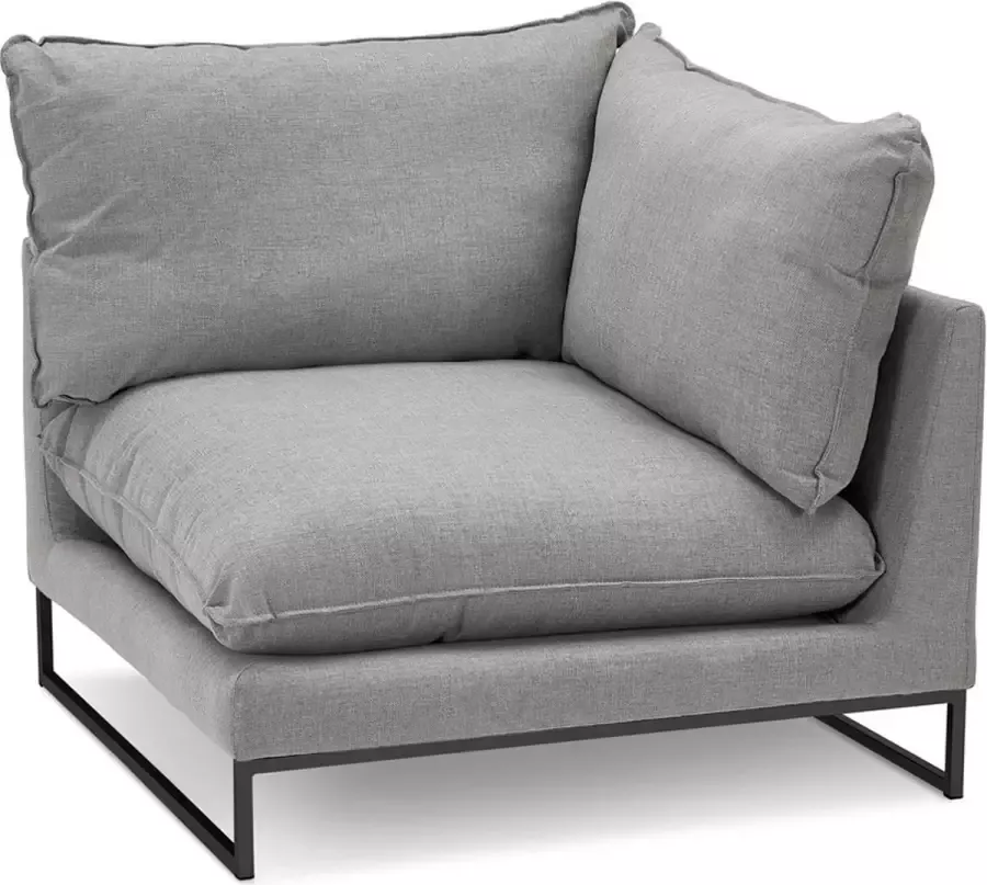 Alterego Design Alterego Lichtgrijze stoffen hoekfauteuil 'LASKA CORNER