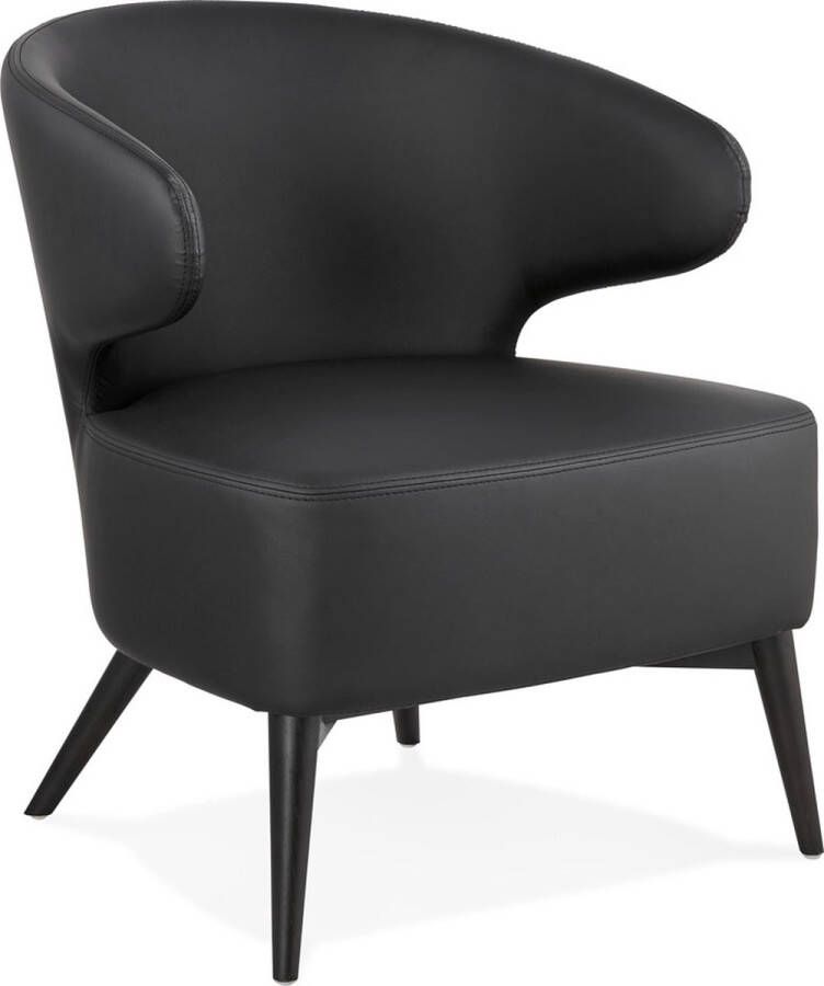 Alterego Design Alterego Lounge chair 'NORMAN' zwart en poten in zwart hout